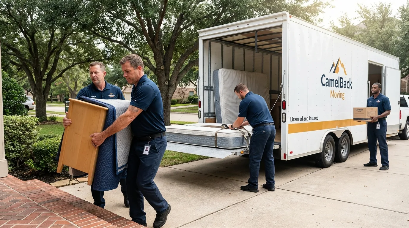 Crew loading residential truck for cross-state move from York, AL