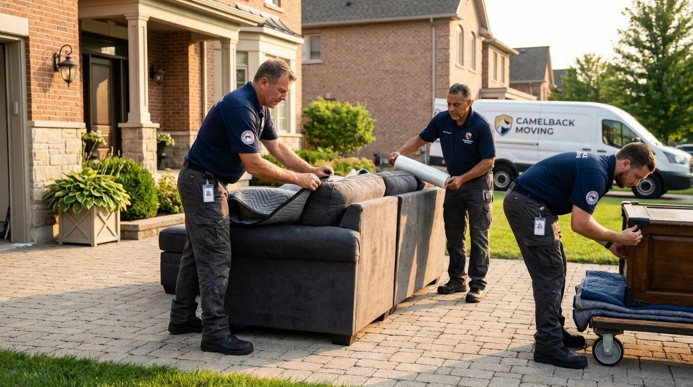 Large estate moving crew wrapping furniture in York, AL