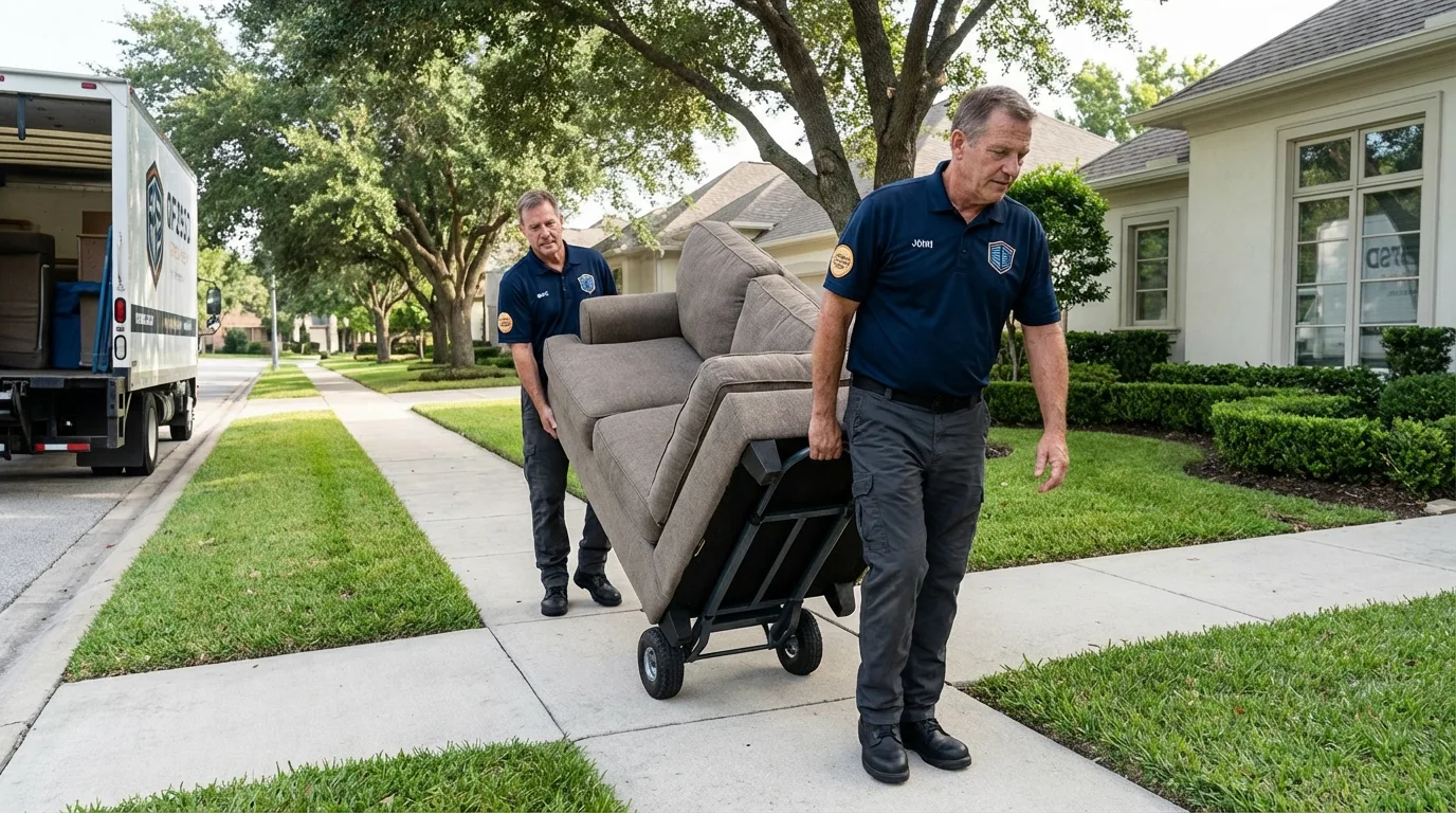 Local residential moving crew loading furniture in York, AL