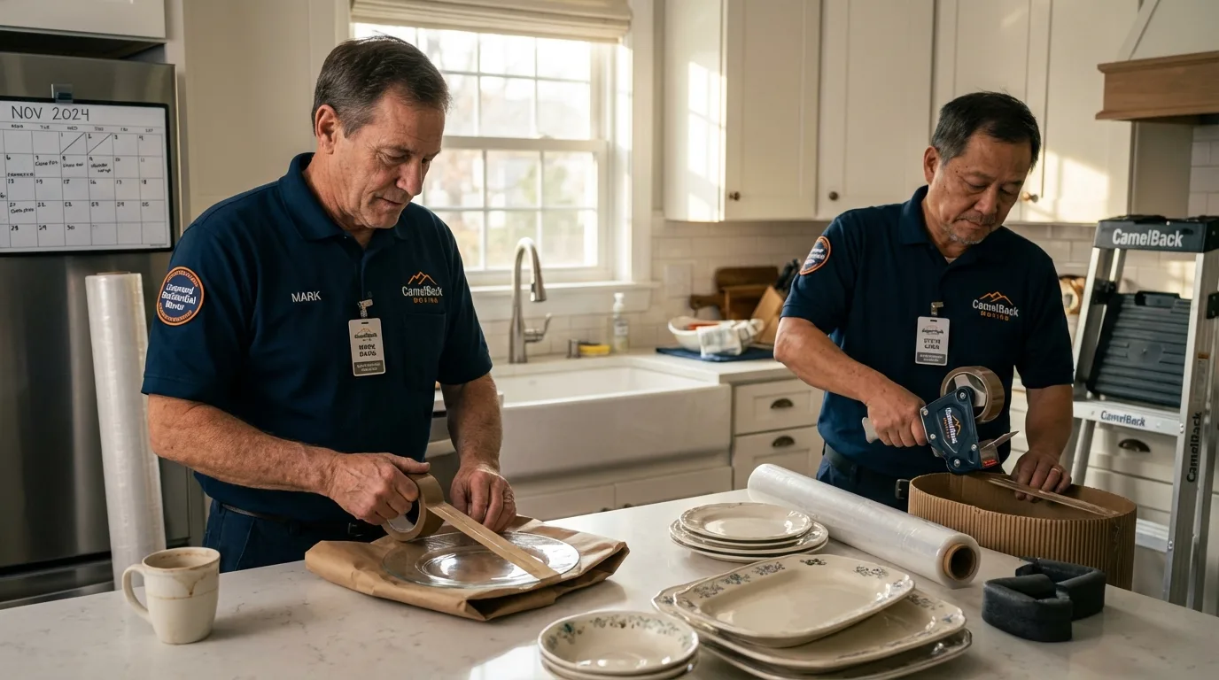 Professional crew packing kitchen dishware in York, AL